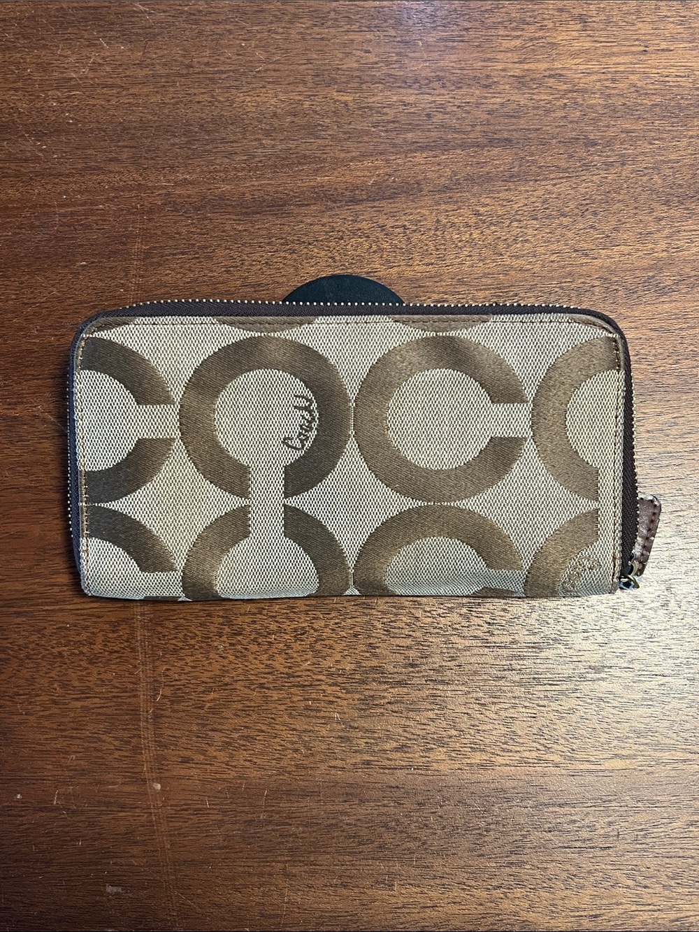 Coach Signature Zip around Wallet